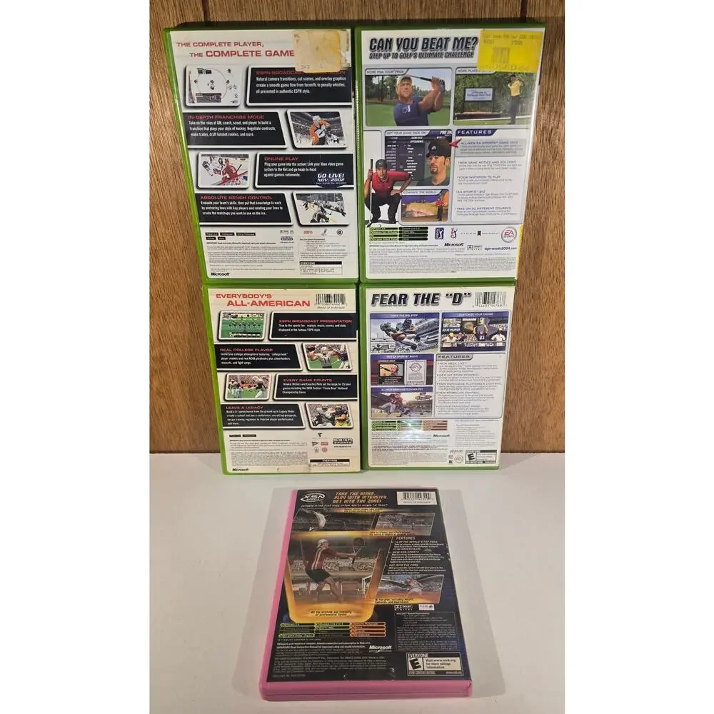 Top Spin Madden NCAA Football 2K3 NHL Tiger Woods Xbox Lot 5 games